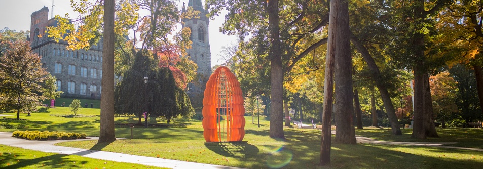 On Lehigh's Campus sits an orange statue called the temple