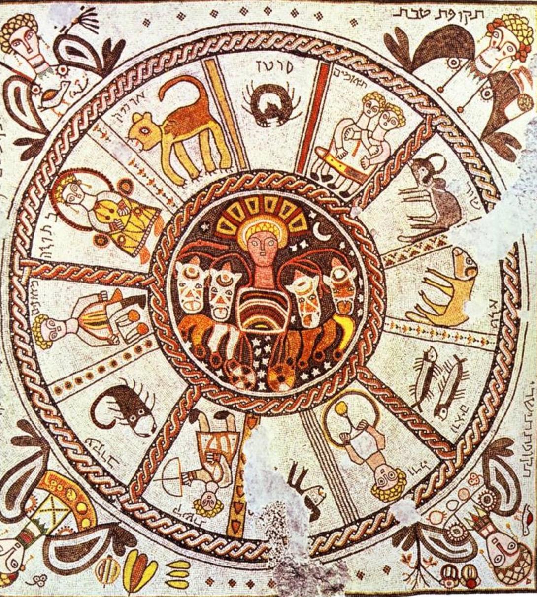 Zodiac mosaic from the floor of the synagogue at Beth Alpha